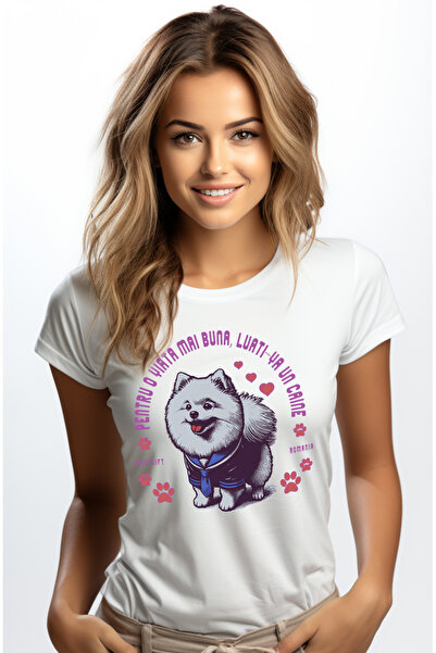 StoryGift Romania Tricou Femei Caine Puddle, Pentru O Viata Mai Buna Cu Impri...