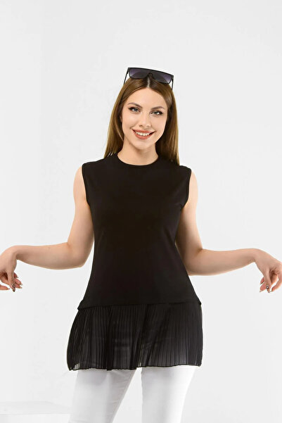 dgs dagıstanlı Black Pleated Sleeveless Underwear