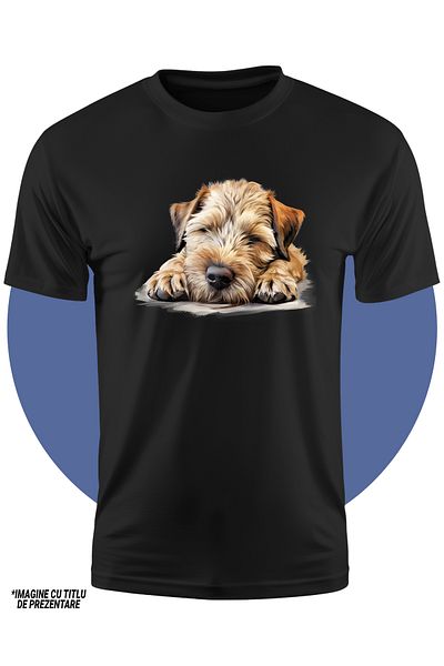 StoryGift Romania Tricou Copii Cu Un Catel Blanos Care Doarme Lat, Ilustratie, Obosit, Odihna, Ora De Culcar