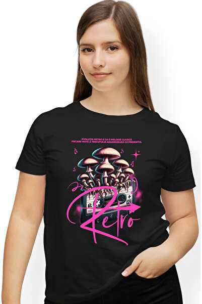 StoryGift Romania Tricou Femei Evolutia Retro Caseta Audio Ciuperci Vintige C...
