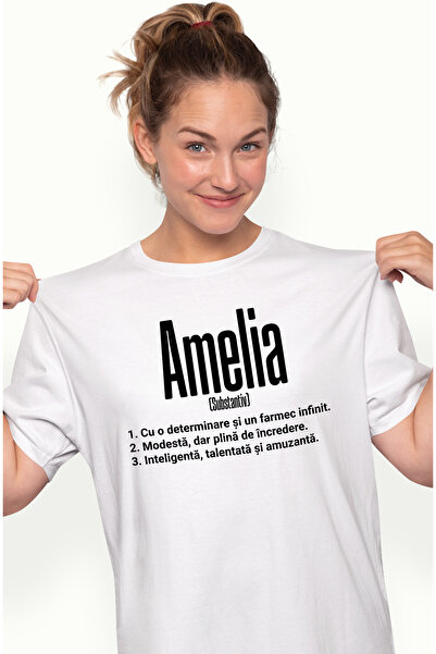 StoryGift Romania Tricou Femei Cu Numele Amelia, Si Mesaj Motivational, Deter...