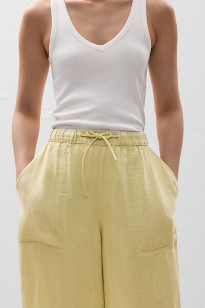 Oysho 100% linen barrel trousers