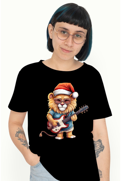 StoryGift Romania Tricou Femei Cu Un Leu Care Canta La Chitara, Ilustratie, P...