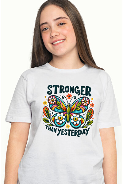 StoryGift Romania Tricou Femei Cu Mesajul "stronger Than Yesterday", Stilul H...