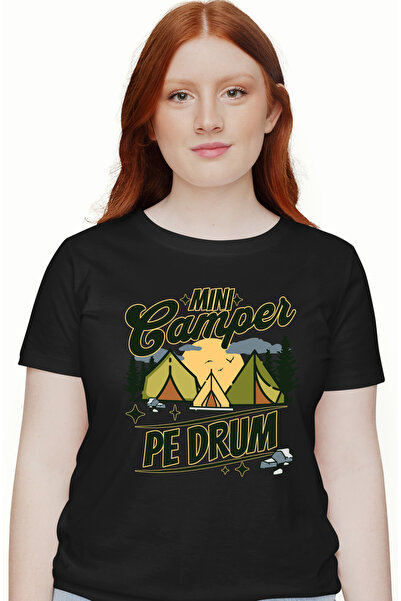 StoryGift Romania Tricou Femei Mini Pe Drum, Familie, Drumetie, Padure, Cu Im...