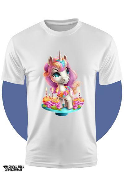 StoryGift Romania Tricou Copii Cu Un Unicorn, Ilustratie, Bucurie, Veselie, Atmosfera Placuta, Aniversare, P