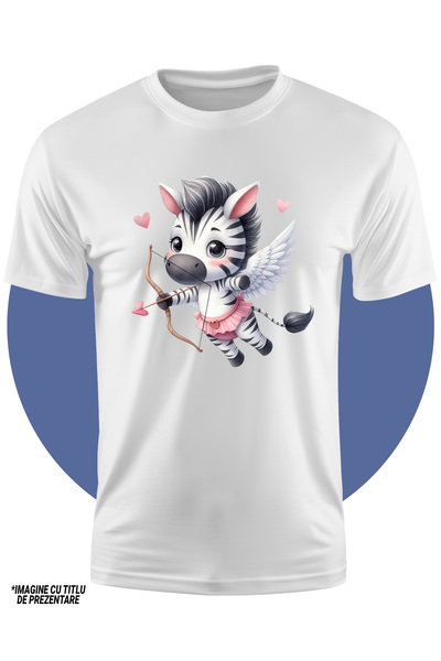 StoryGift Romania Tricou Copii Cu O Zebra Cupidon, Ilustratie, Trage Cu Arcul, Inimioare, Fusta, Valentine's