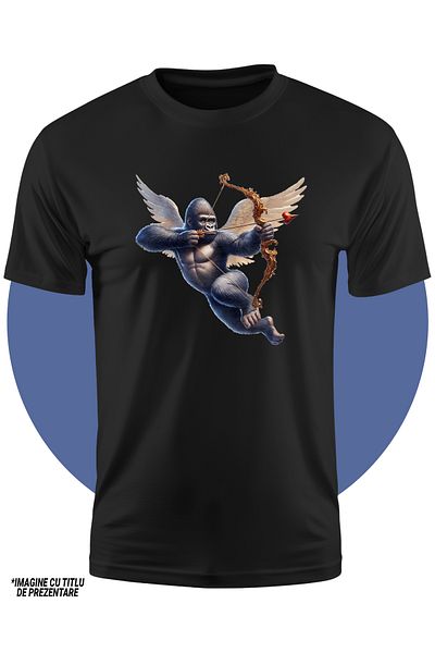 StoryGift Romania Tricou Copii Cu O Gorila Cupidon, Ilustratie, Trage Cu Arcul, Aripi, Indragostire, Sageata
