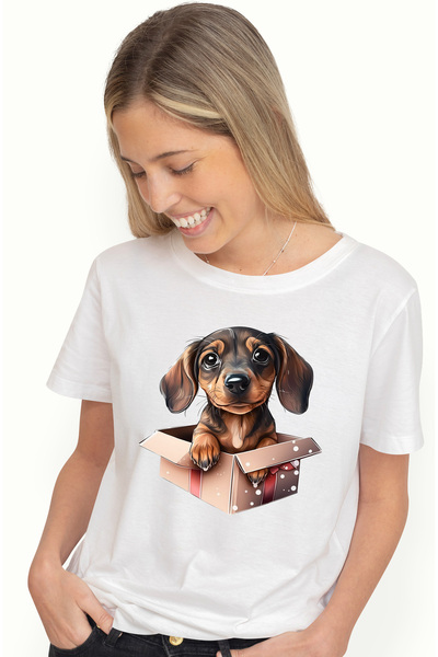 StoryGift Romania Tricou Femei Cu Un Catelus Timid Si Surprins, Ilustratie, I...