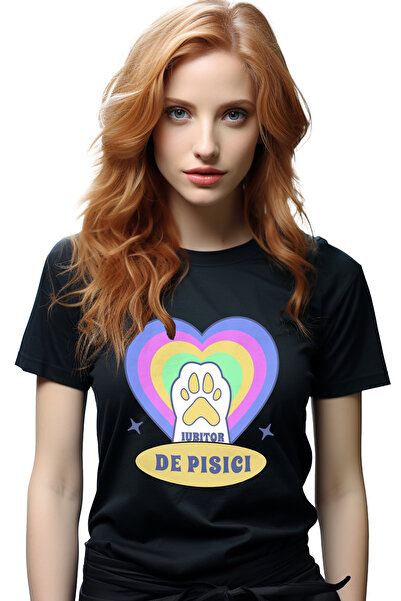 StoryGift Romania Tricou Femei Labuta De Pisica, Curcubeu Iubitor De Pisici C...