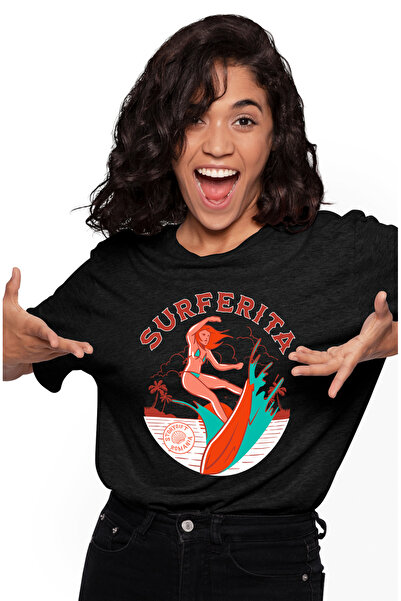 StoryGift Romania Tricou Femei Surferita Femeie Pe Placa De Surf Sport Mare A...