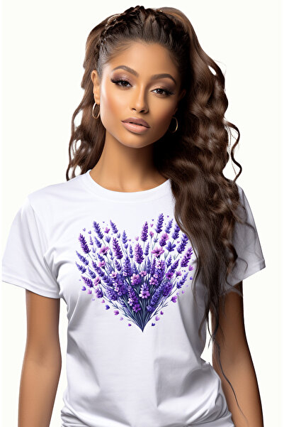 StoryGift Romania Tricou Femei Cu O Inima Facuta Din Mai Multe Floricele, Ilu...