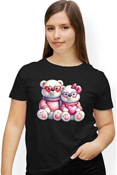 StoryGift Romania Tricou Femei Cu 2 Ursuleti Apropiati, Ilustratie, Funda, Oc...