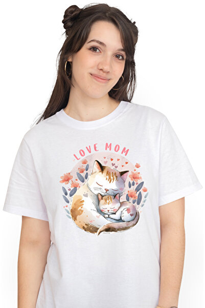 StoryGift Romania Tricou Femei Cu Pisoi Si Pisica Cu Mesajul "love Mom", Iubi...