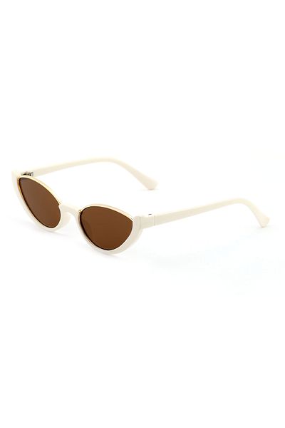 Angel Eyes Cat Eye Design Cream Frame Brown Glass Women's Sunglasses