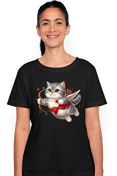 StoryGift Romania Tricou Femei Cu O Pisica Grasuta, Ilustratie, Trage Cu Arcu...