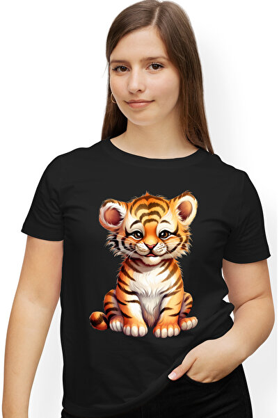 StoryGift Romania Tricou Femei cu un pui de tigru fara prea mult chef, ilustr...