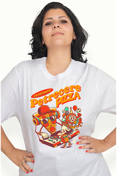 StoryGift Romania Tricou Femei Petrecere Pizza Cu De Toate Dj Muzica Cu Impri...