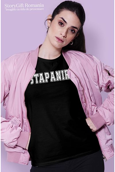 StoryGift Romania Tricou Femei Stapanire, Mesaj Motivational, Text Inspirational, Self Care, Cu I Blk_l