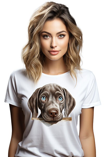 StoryGift Romania Tricou Femei Cu Un Caine Timid, Ilustratie, Ochi Albastri, ...