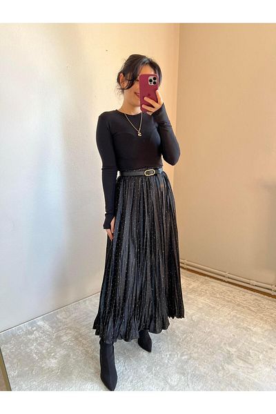 STEALLE MODA GİYİM Πέτρινη Σατέν Φούστα Κρασ -1052