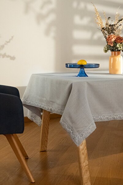Dantelux Față de masă Margherita - Față de masă din in cu dantelă cu detalii ...