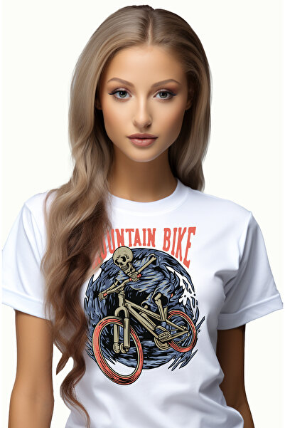 StoryGift Romania Tricou Femei Cu Mesaj In Engleza Mountain Bike, Bicicleta, Schelete, Pestera, Sp Wht_l