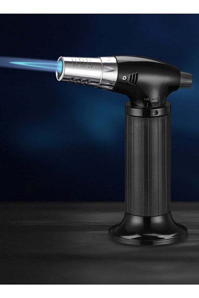 Denx Dinx Charcoal Torch Lighter With Flame, Black/silver