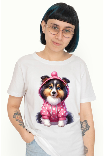 StoryGift Romania Tricou Femei Cu Un Catelus Jucaus Care Poarta Un Hanorac Cu...