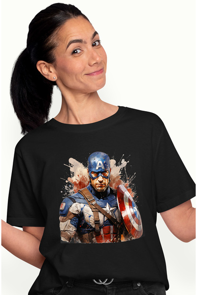 StoryGift Romania Tricou Femei Cu Captain America, Scut, Avengers, Marvel, Su...