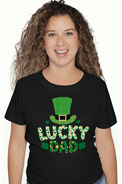 StoryGift Romania Tricou Femei Cu Mesajul "lucky Dad", Ilustratie, Motivation...