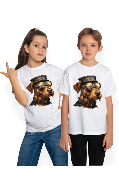 StoryGift Romania Tricou Copii Cu Un Caine Cu Ochelari De Pilot, Ilustratie, Zgarda, Serios, Razboi, Soldat,