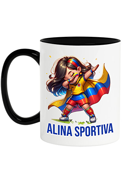 StoryGift Romania Cana Cu Fata Costum Sportiv Fotbal Text Alina Sportiva Copi...