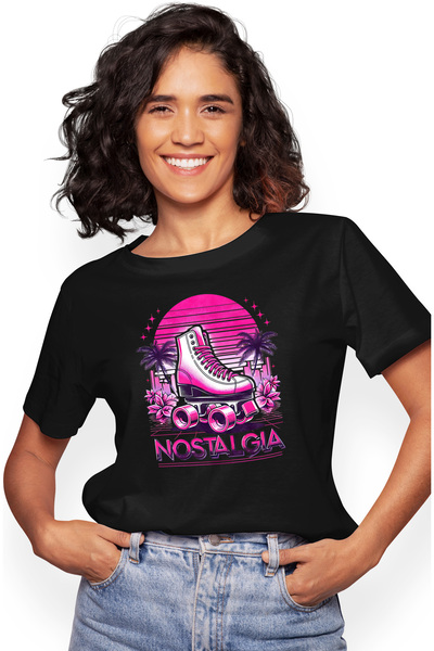 StoryGift Romania Tricou Femei Cu Mesajul "nostalgia", Ilustratie, Stil Retro...