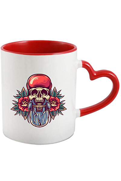 StoryGift Romania Cana Cu Craniu, Skateboard, Flori, Frunze, Sapca, Roti, Mul...