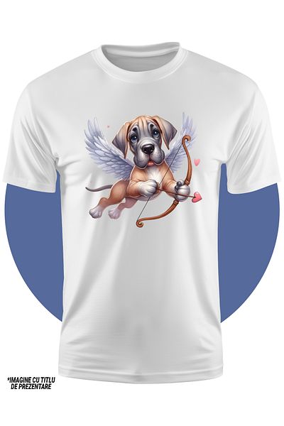StoryGift Romania Tricou Copii Cu Un Caine Surprins Care Trage Cu Arcul, Ilustratie, Cupidon, Valentine's Da
