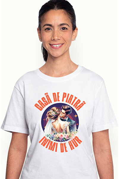 StoryGift Romania Tricou Femei Casa De Piatra Si Inimi De Aur, Cuplu Indragos...