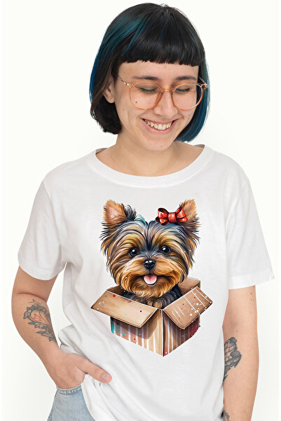 StoryGift Romania Tricou Femei Cu Un Catelus Vesel Care Iese Dintr-o Cutie, I...