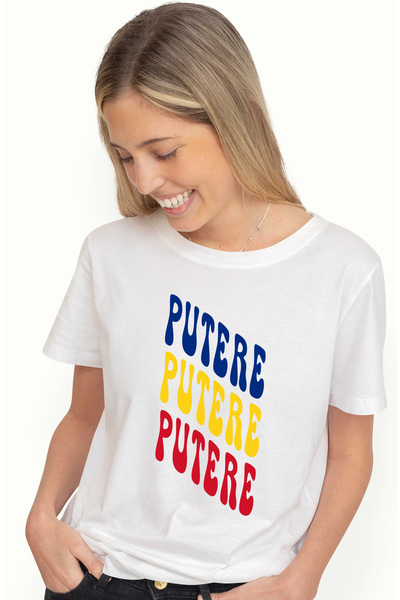 StoryGift Romania Tricou Femei Cuvantul Putere, In Culorile Steagului Romanie...