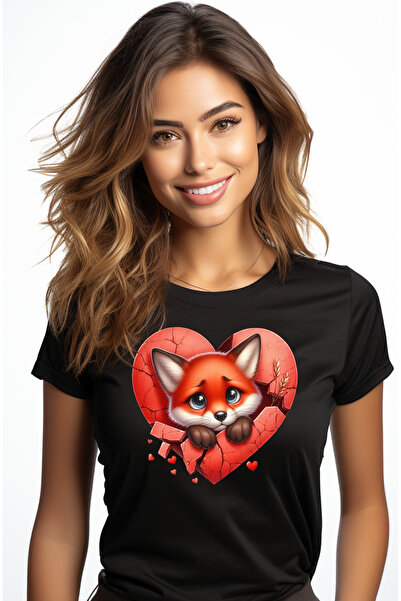 StoryGift Romania Tricou Femei Cu O Vulpe Trista, Ilustratie, Lacrimi, Inima ...