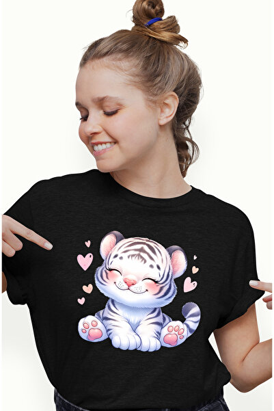 StoryGift Romania Tricou Femei Cu O Femela Tigru, Ilustratie, Animal Pe Cale ...