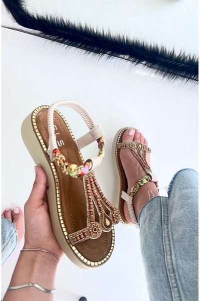 Y&D Shoes Sandale de damă cu talpă groasă și detaliu eșarfă