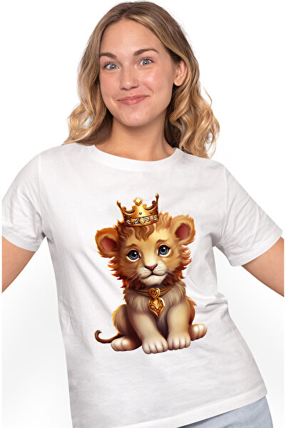 StoryGift Romania Tricou Femei Cu Un Pui De Leu Care Poarta O Coroana Regala,...