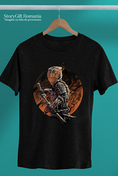 StoryGift Romania Tricou Femei Cu Ronin Rider, Samurai, Motocicleta, Sabie, Multicolor Cu Imprime Blk_l