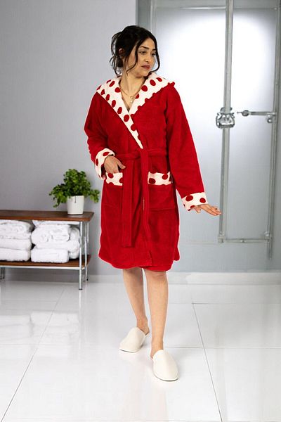 MİLAYS LİFE HOME COLLECTİON Ultra-Soft Embroidered Patterned Bathrobe Dressing Gown