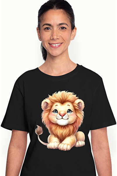 StoryGift Romania Tricou Femei Cu Un Pui De Leu Vesel, Ilustratie, Cuminte, R...