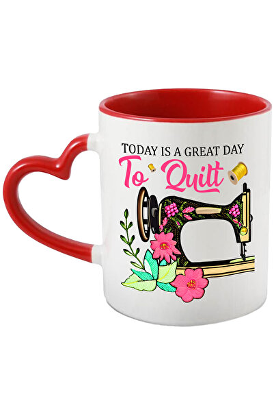 StoryGift Romania Cana Cu Mesajul "today Is A Great Day To Quilt", Profesie, Ilustratie, Munca, De, Cu Maner Inim Stg