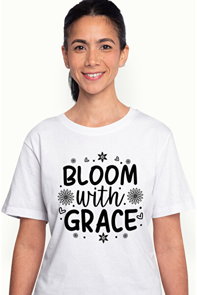 StoryGift Romania Tricou Femei Cu Mesajul In Engleza "bloom With Grace" - Inf...