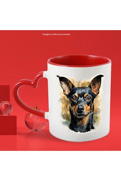 StoryGift Romania Mug with Purebred Dog, Pinscher, Dog Lovers, Illustration, Multicolor 330 m, With ,STG