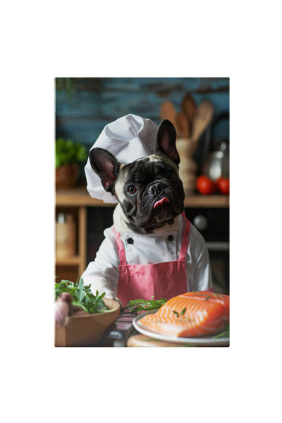 StoryGift Romania Tablou Canvas Chef Bulldog Cu Limba Scoasă Bucătar Iscusit ...